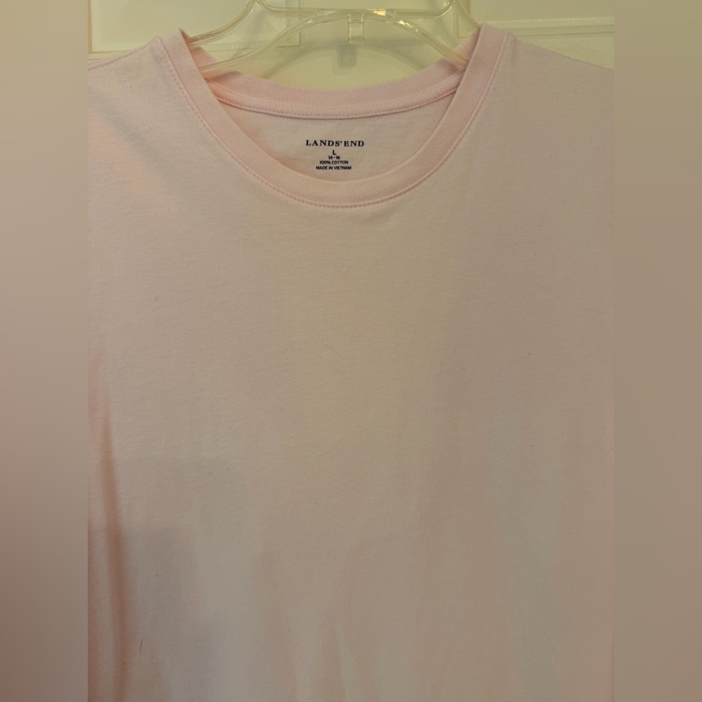 Lands' End Women’s Light Pink Short Sleeve Tee Shirt, Size L - Picture 2 of 11